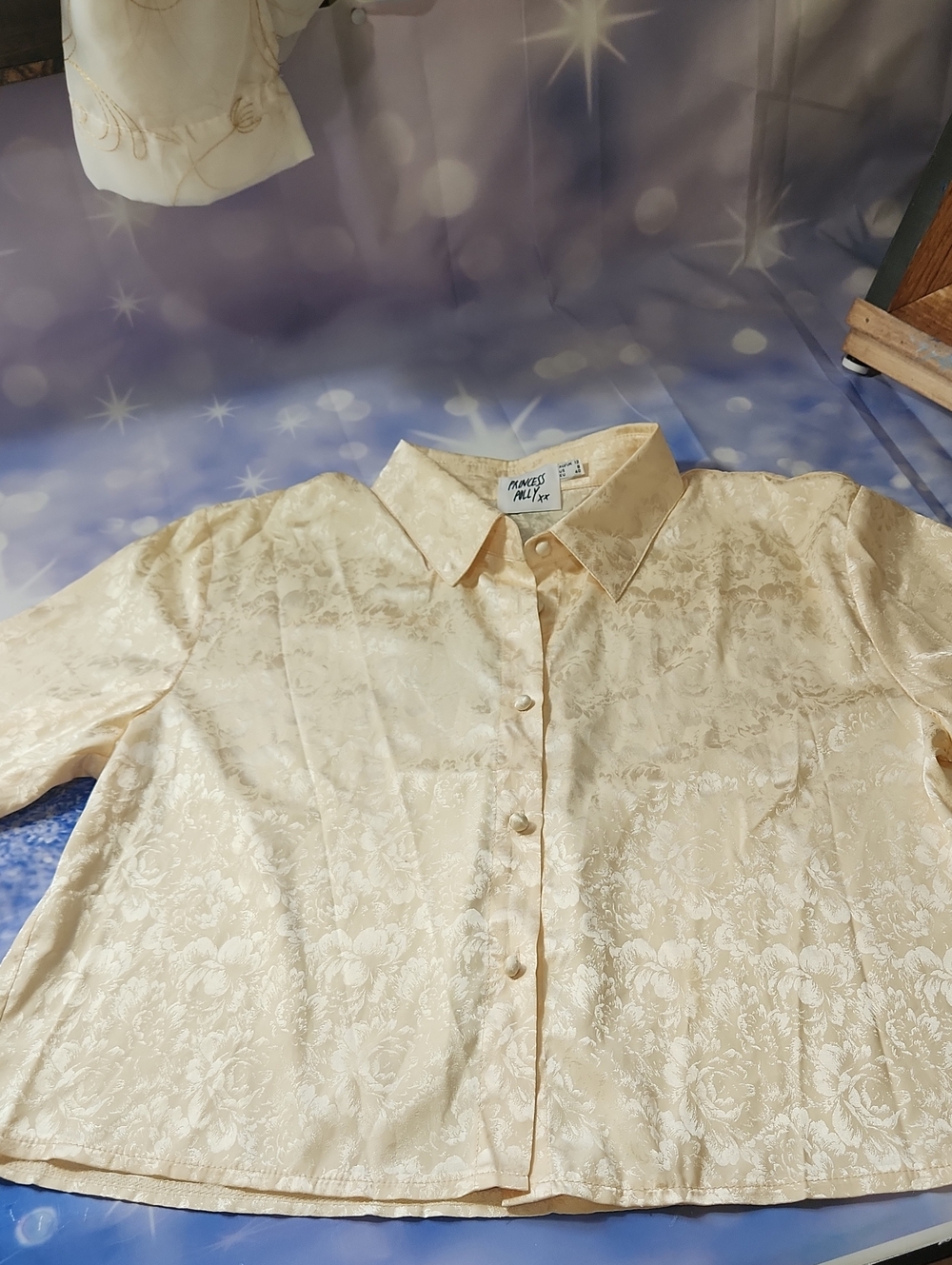 Princess Polly Cream Satin Blouse Top